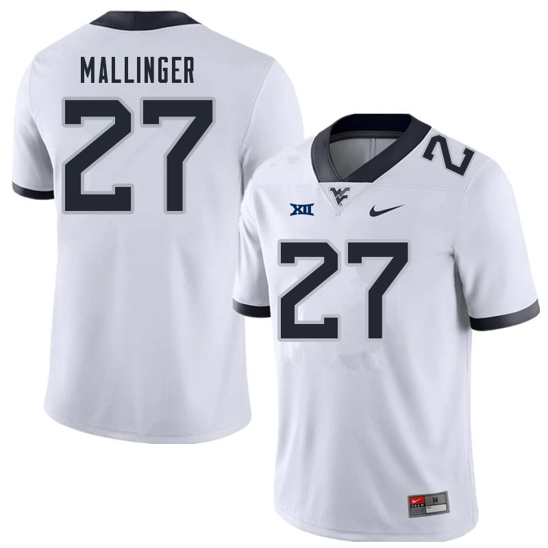Men #27 Davis Mallinger West Virginia Mountaineers College Football Jerseys Sale-White - Click Image to Close